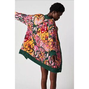 Free People $248 Alexis Floral Cardigan Size XS Oversized Sweater